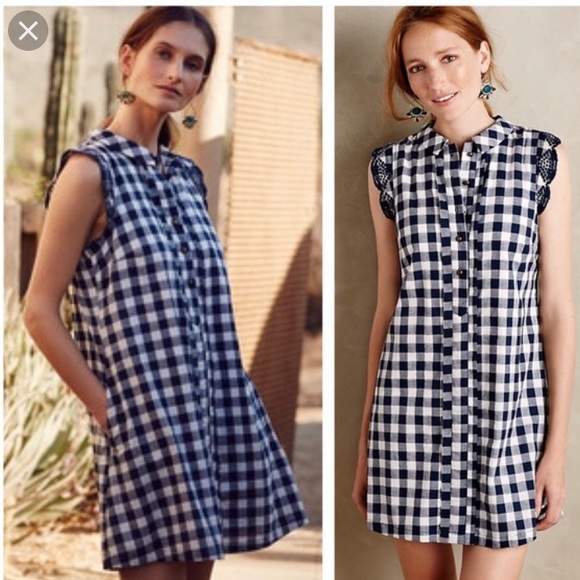 Anthropologie Dresses & Skirts - Anthro Dear Creatures Navy Gingham Dress